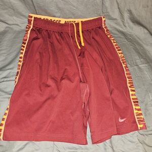Nike Maroon and Orange Lacrosse Shorts